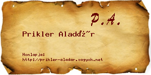 Prikler Aladár névjegykártya