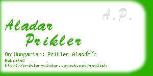 aladar prikler business card